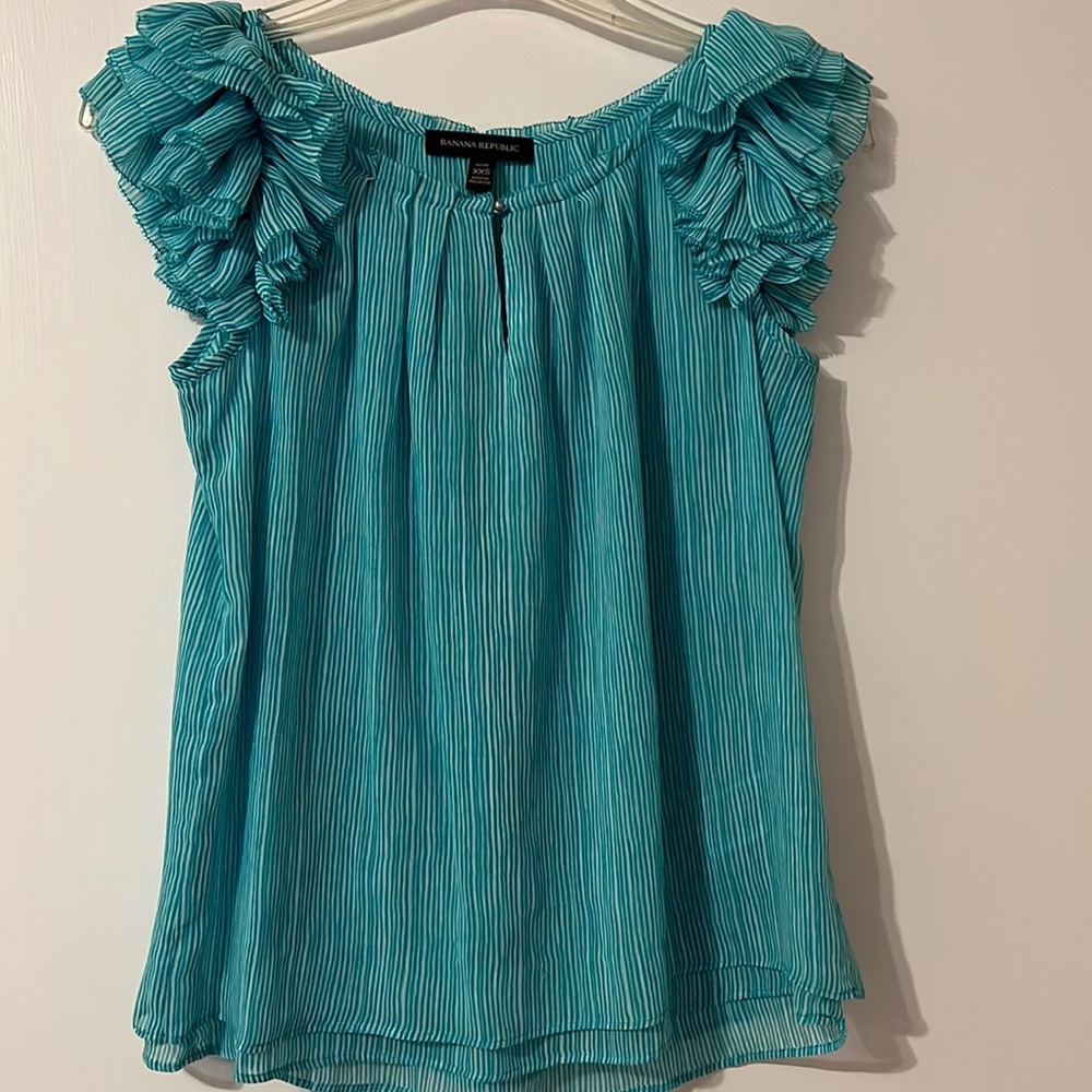 Banana Republic Striped Ruffle Sleeve Top